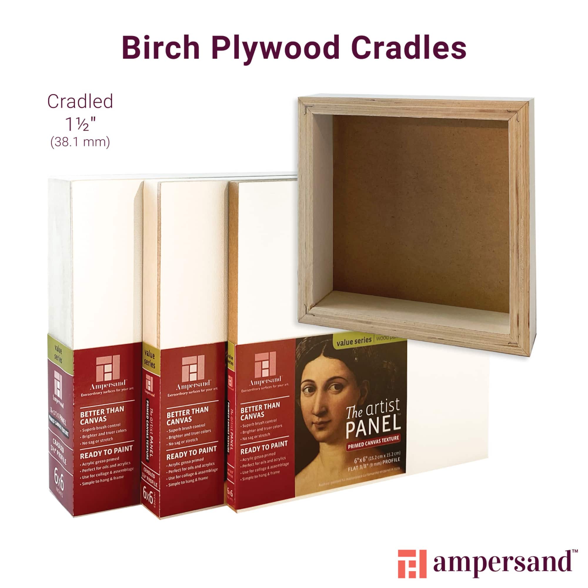 Ampersand™ The Artist Panel™ 4" x 4" Cradled Primed Wood Panel